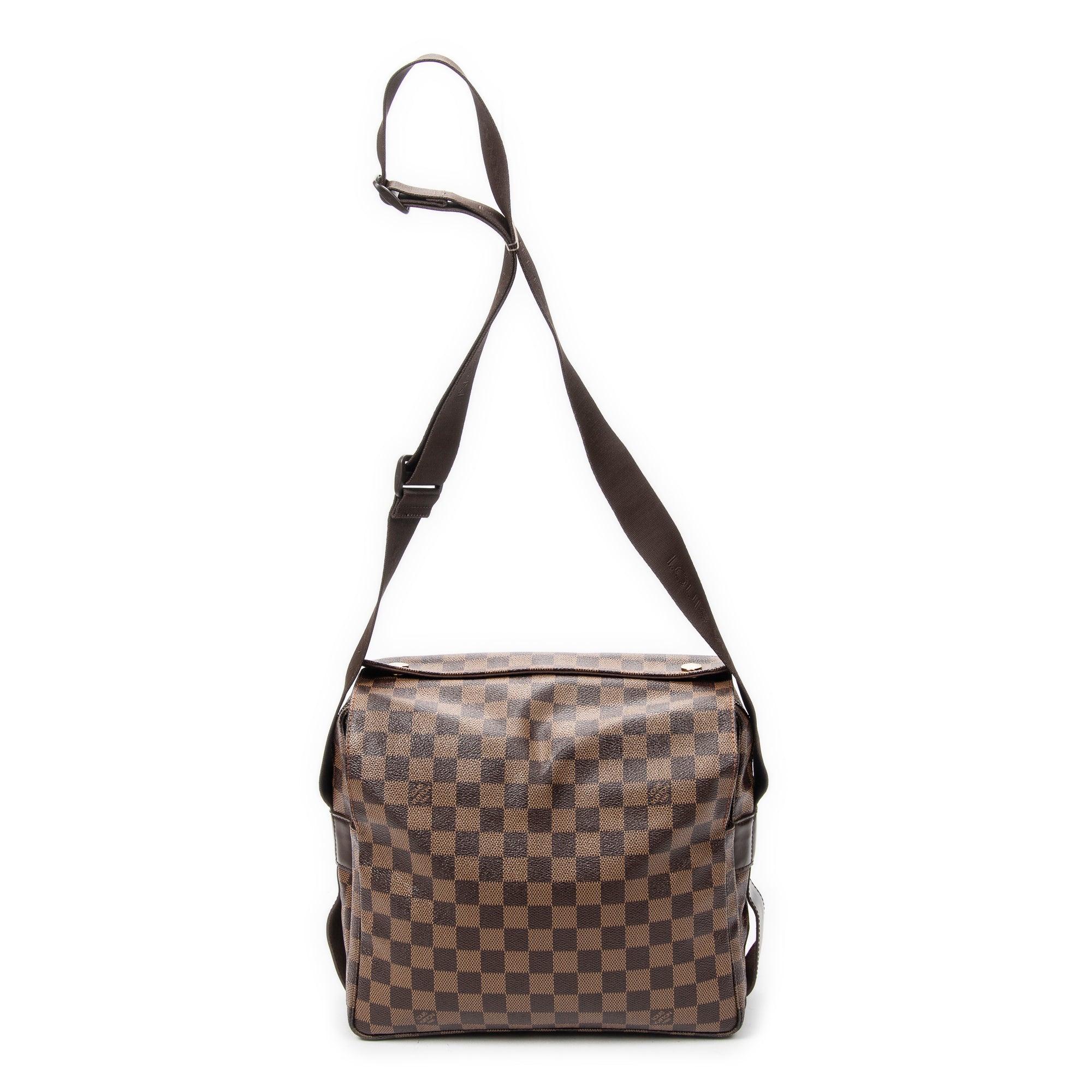 Bolso de hombro Naviglio Damier Ebene marrón