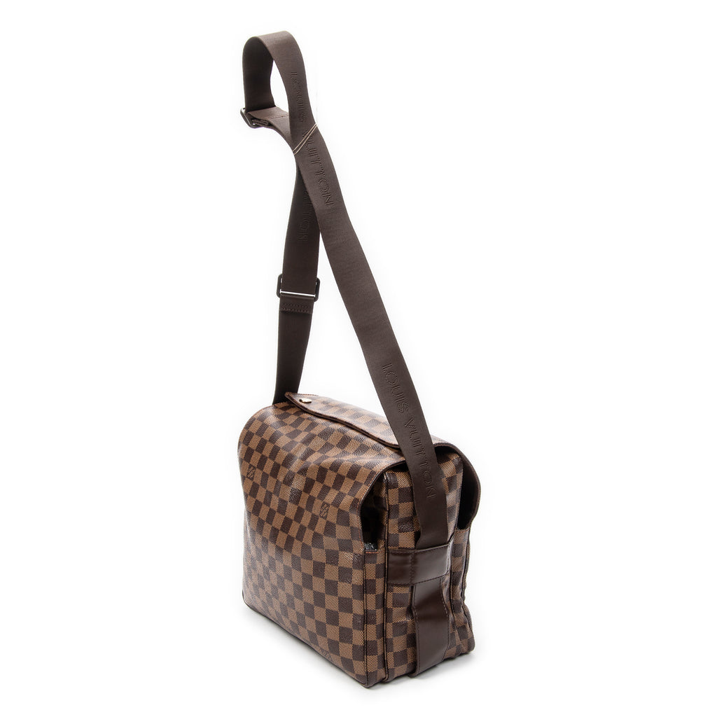 Bolso de hombro Naviglio Damier Ebene marrón