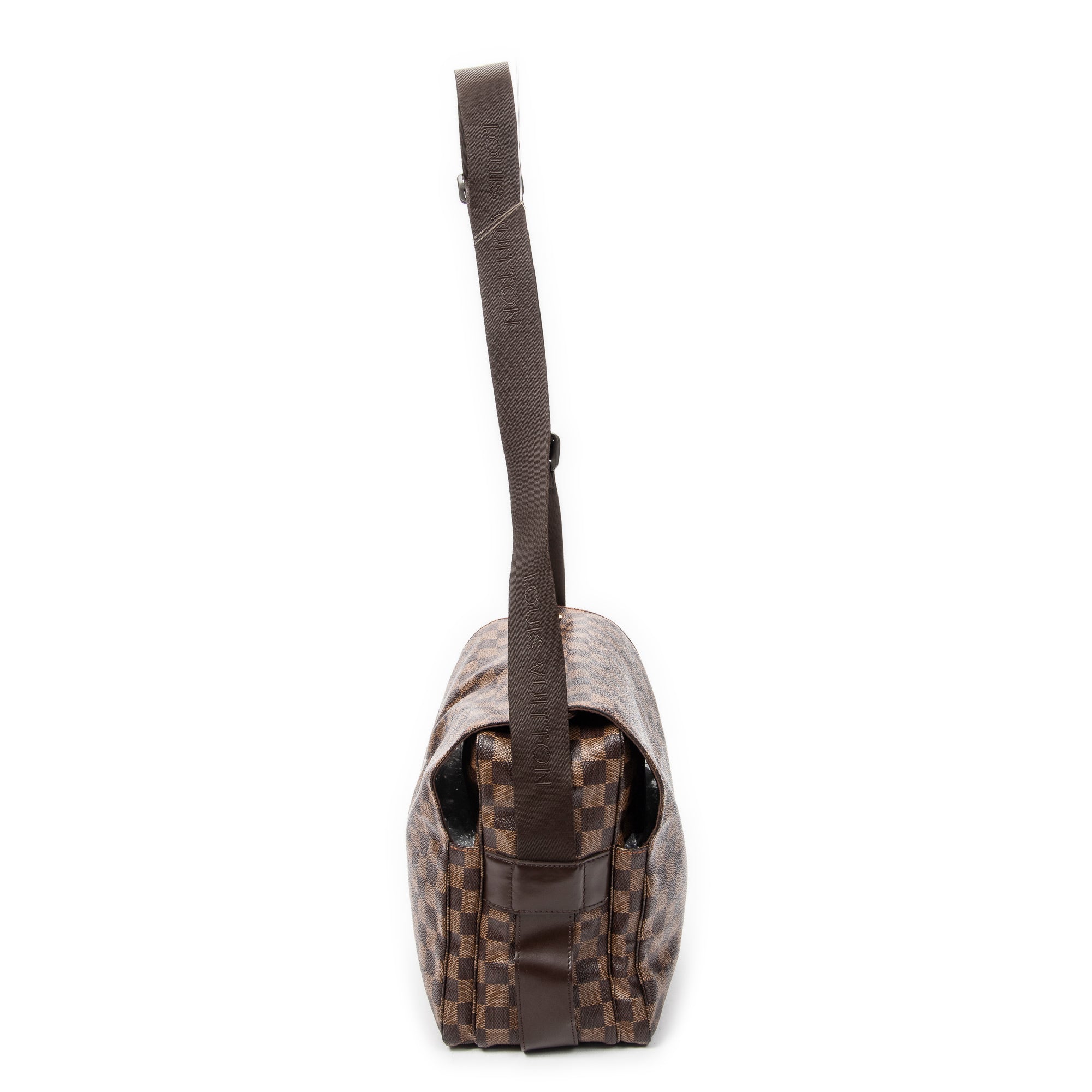 Bolso de hombro Naviglio Damier Ebene marrón