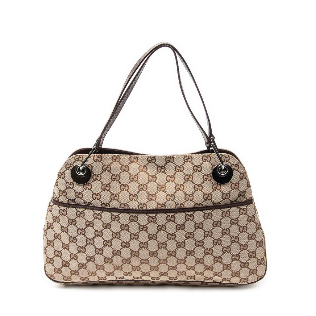 Bandolera Mediana Eclipse Tote Lona Monogramada Beige
