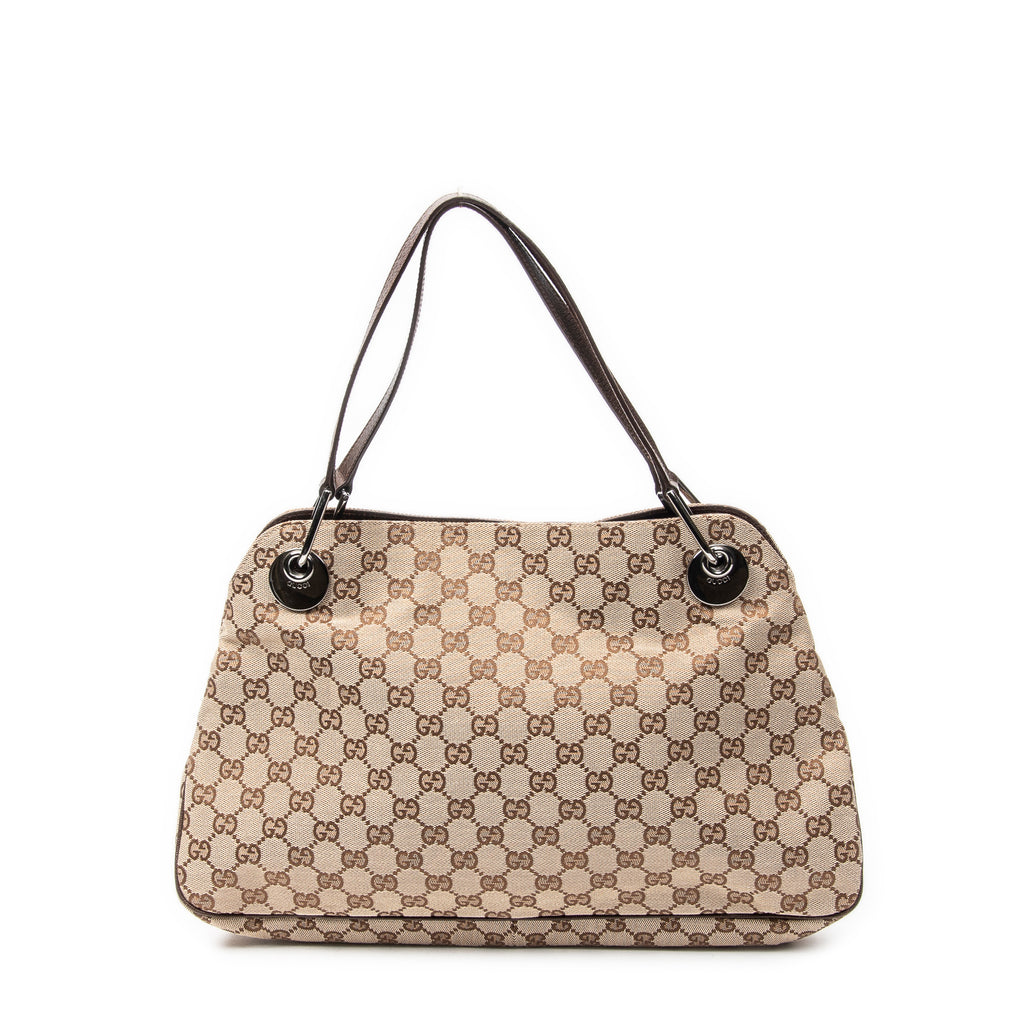 Bandolera Mediana Eclipse Tote Lona Monogramada Beige