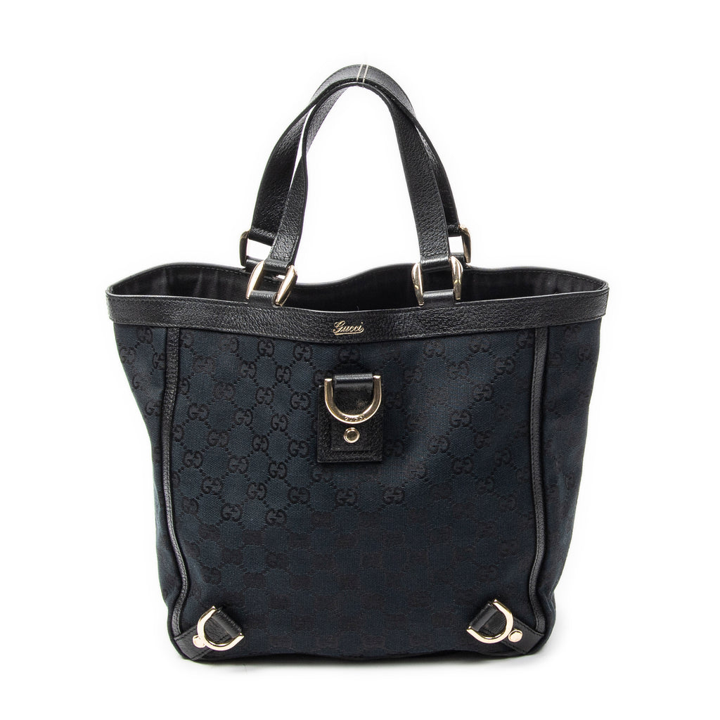 Handbag Small Abbey D-Ring Tote Black Monogrammed Canvas