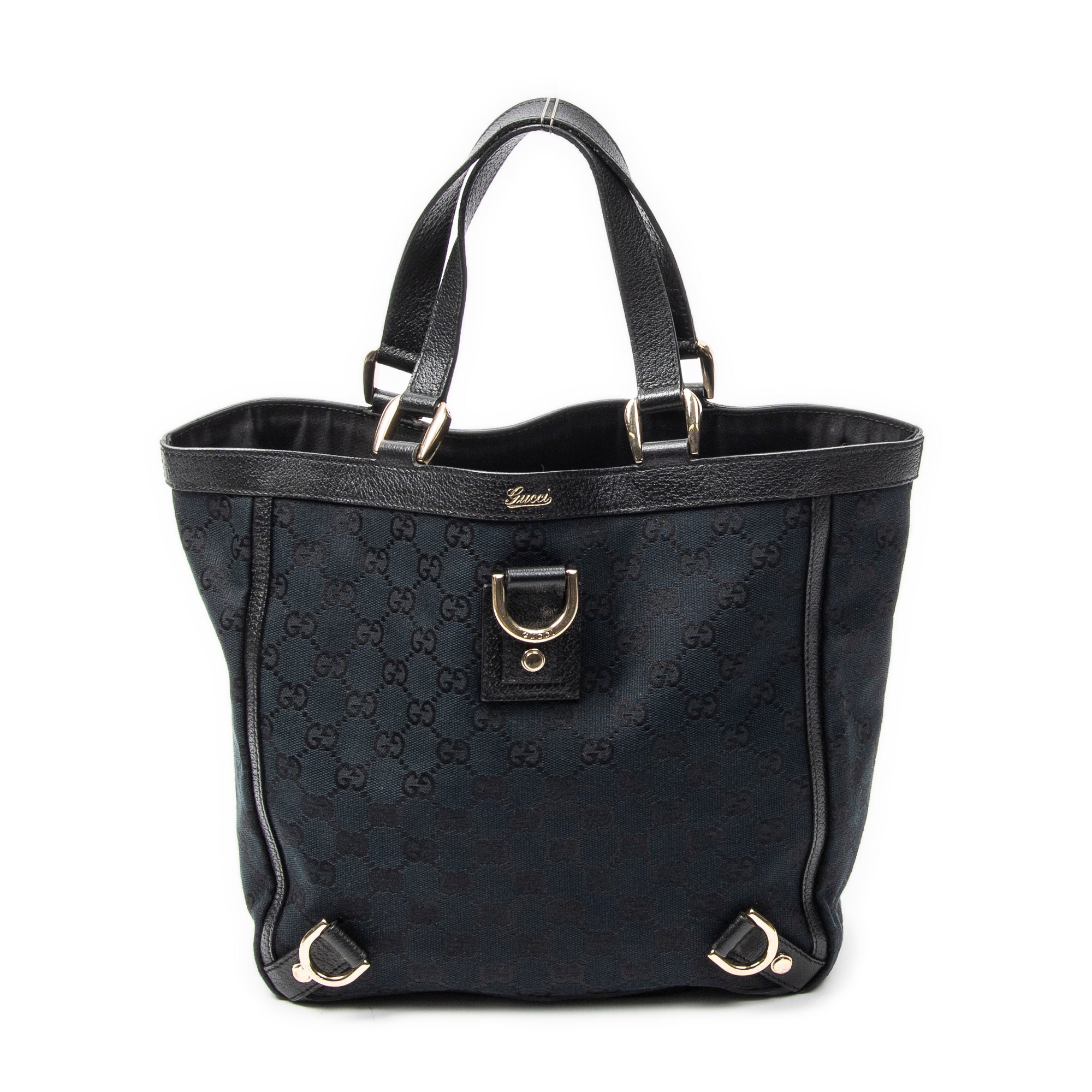 Handbag Small Abbey D-Ring Tote Black Monogrammed Canvas