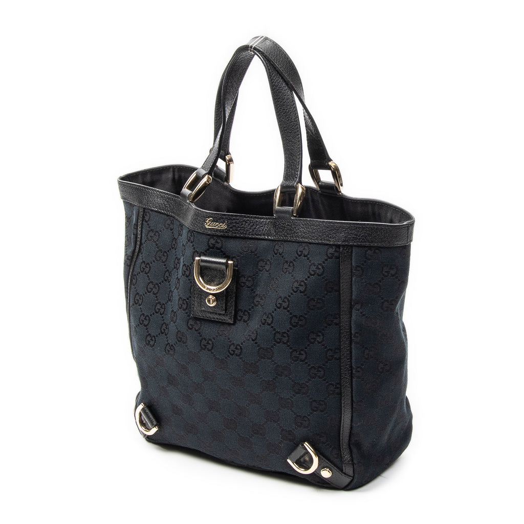 Handbag Small Abbey D-Ring Tote Black Monogrammed Canvas