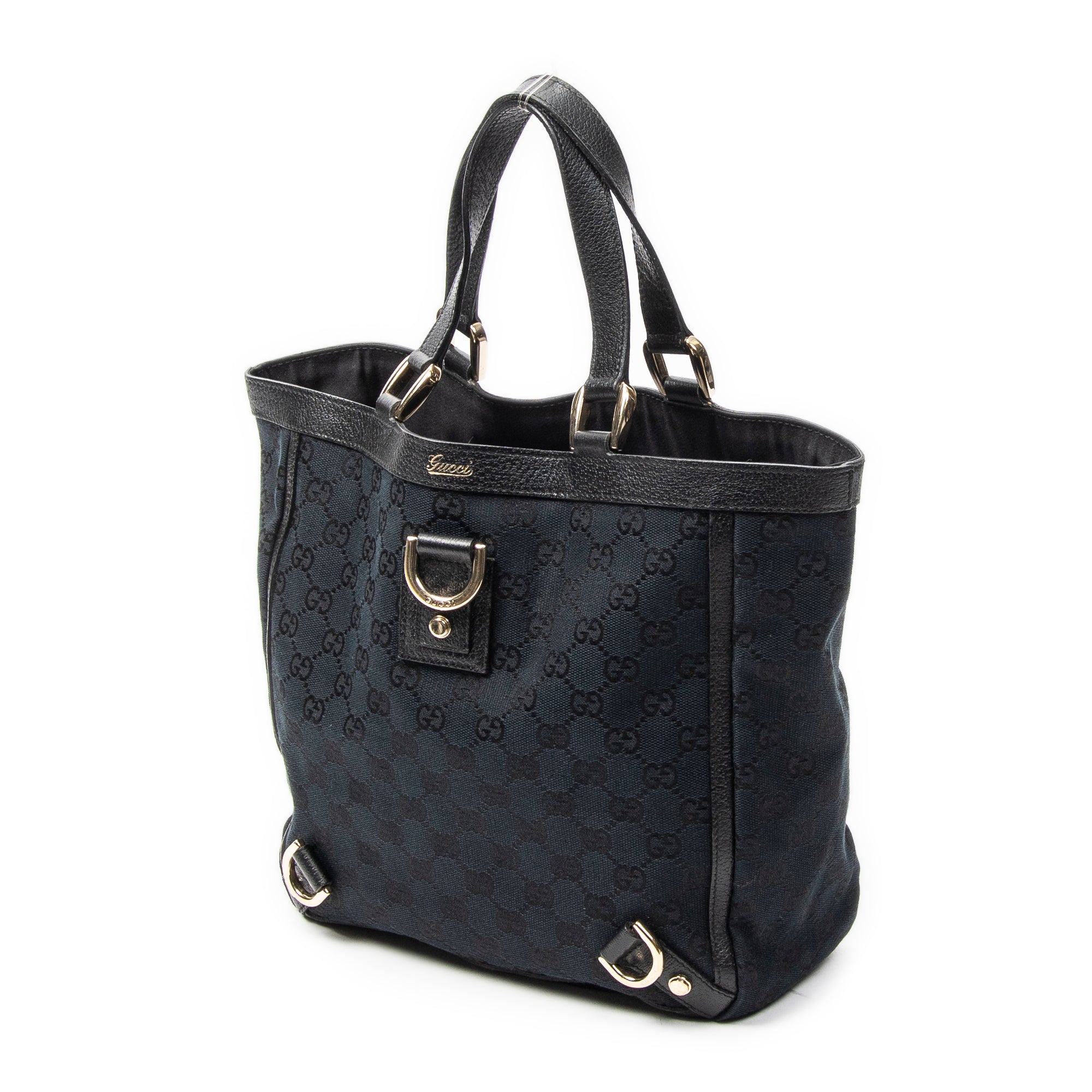 Handbag Small Abbey D-Ring Tote Black Monogrammed Canvas