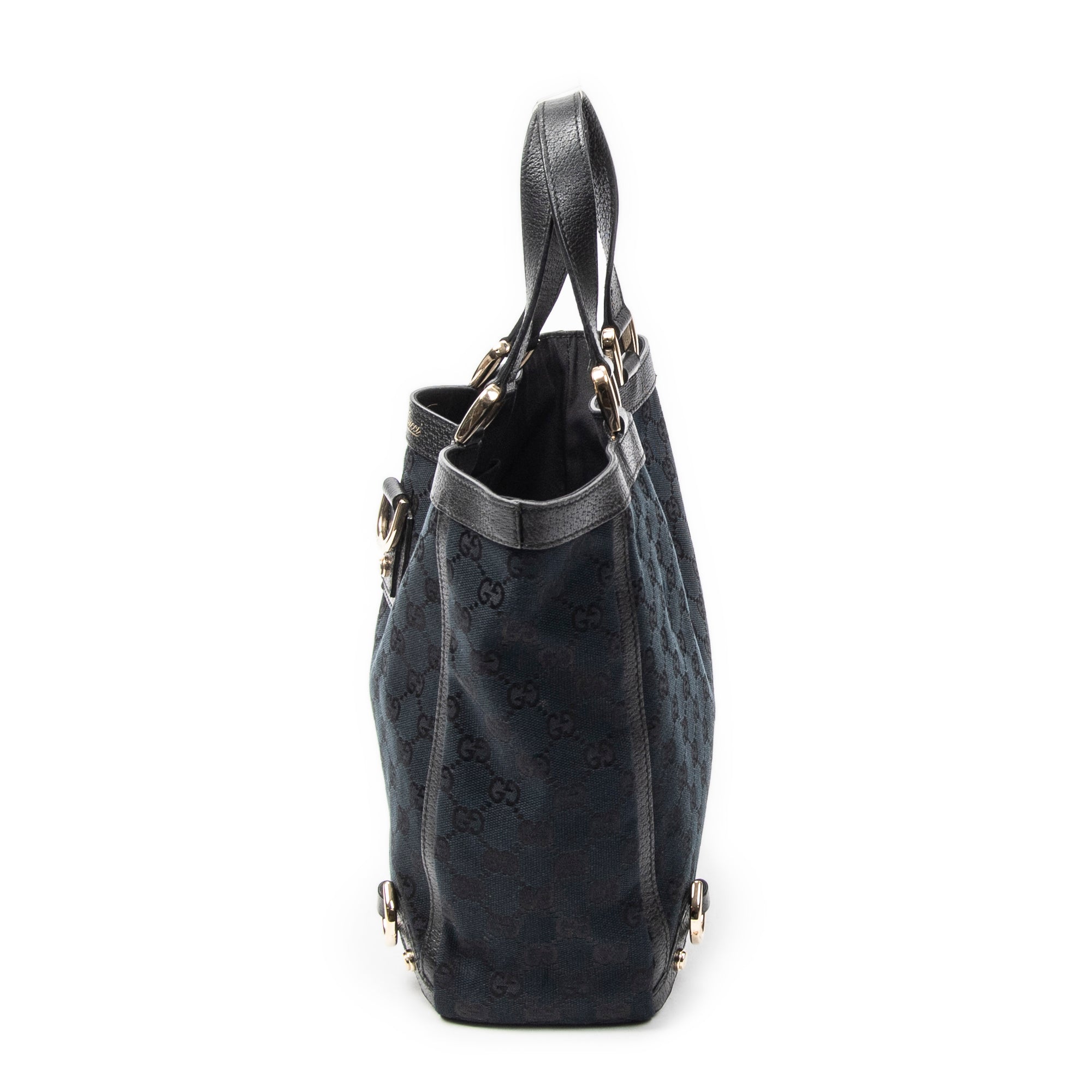 Handbag Small Abbey D-Ring Tote Black Monogrammed Canvas