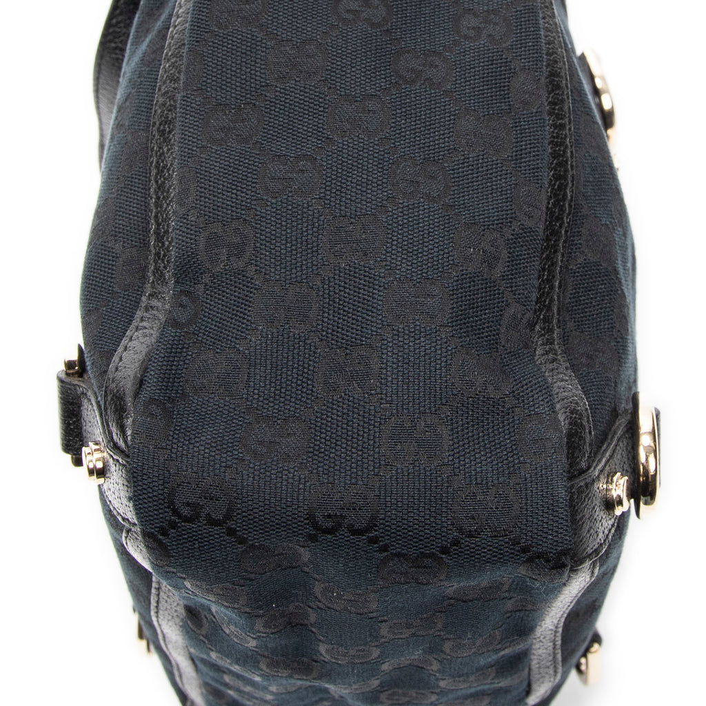 Handbag Small Abbey D-Ring Tote Black Monogrammed Canvas