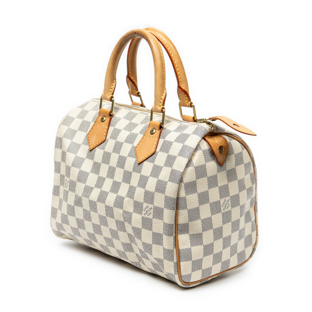 Bolso Speedy 25 de lona Damier Azur color marfil