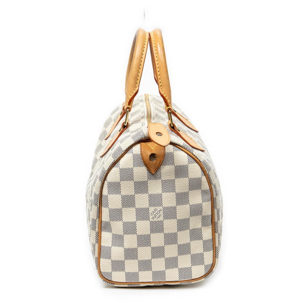 Bolso Speedy 25 de lona Damier Azur color marfil