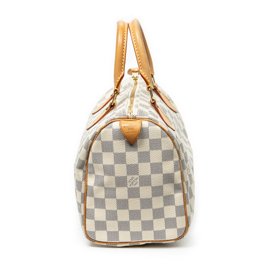 Bolso Speedy 25 de lona Damier Azur color marfil