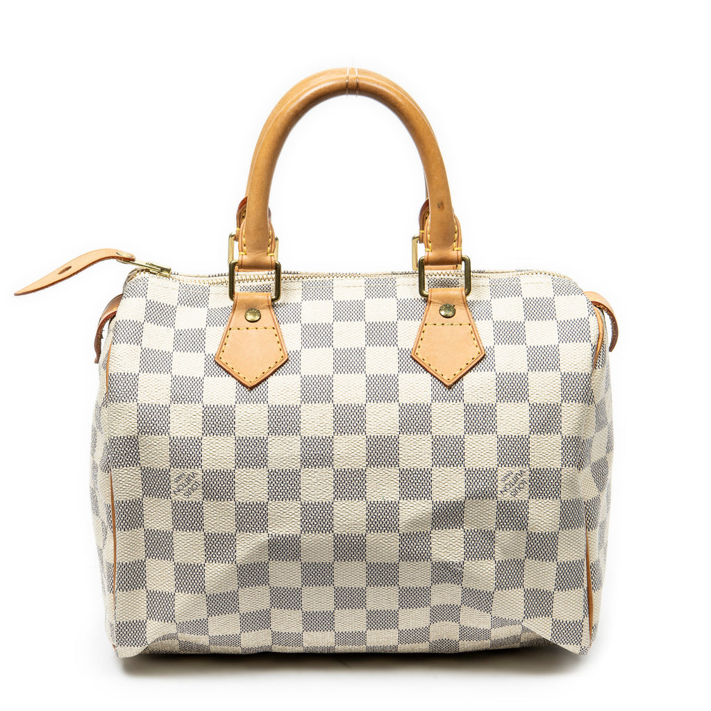 Bolso Speedy 25 de lona Damier Azur color marfil