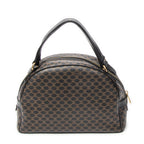 Handbag Vintage Dome Top Handle Black Macadam Coated Canvas