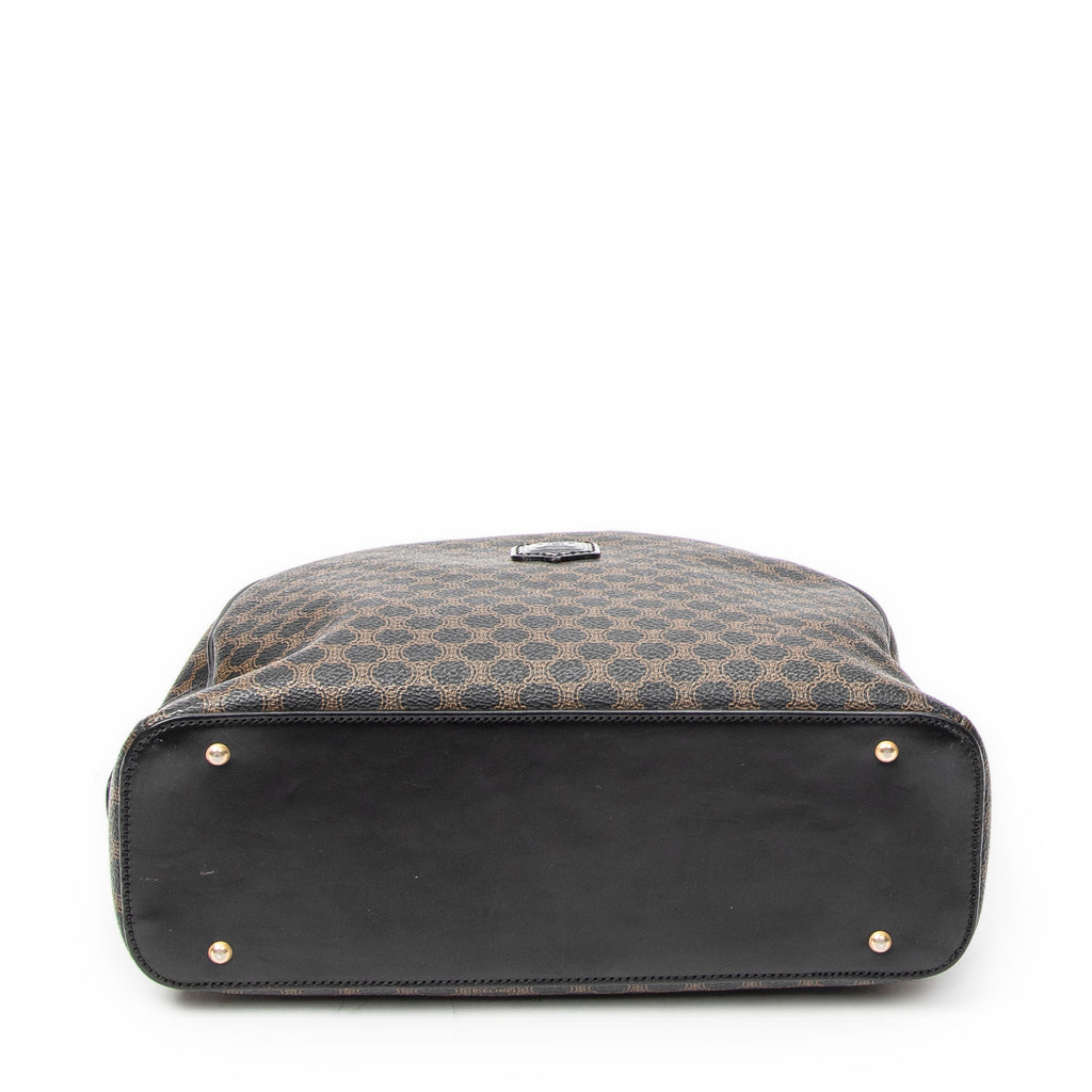 Handbag Vintage Dome Top Handle Black Macadam Coated Canvas