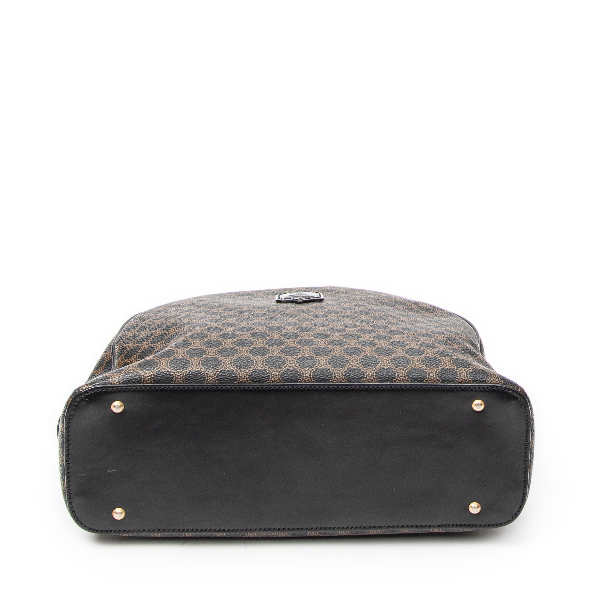 Handbag Vintage Dome Top Handle Black Macadam Coated Canvas