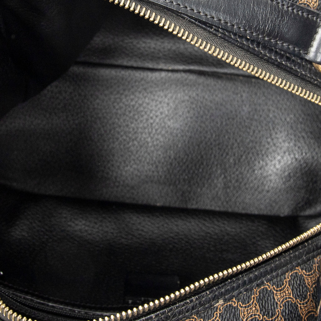 Handbag Vintage Dome Top Handle Black Macadam Coated Canvas