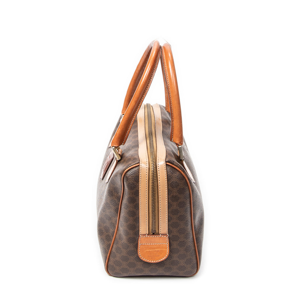 Handbag Vintage Mini Boston Brown Macadam Coated Canvas
