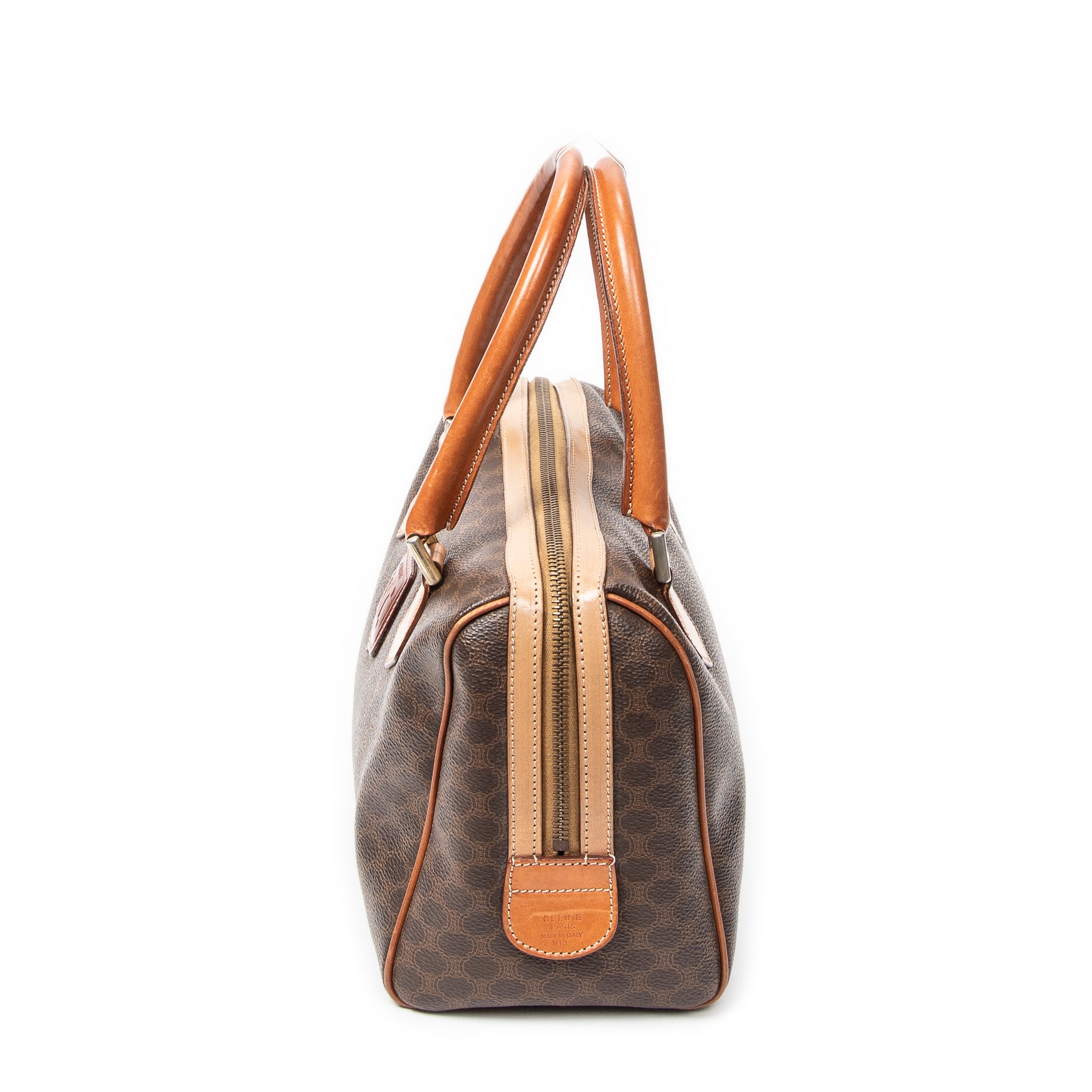 Handbag Vintage Mini Boston Brown Macadam Coated Canvas