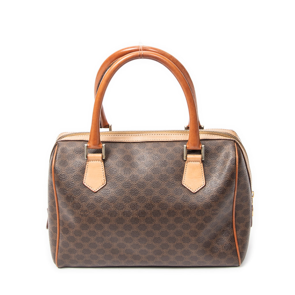Handbag Vintage Mini Boston Brown Macadam Coated Canvas