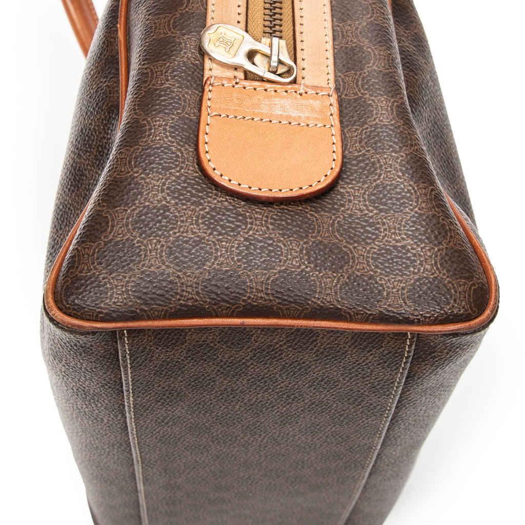 Handbag Vintage Mini Boston Brown Macadam Coated Canvas