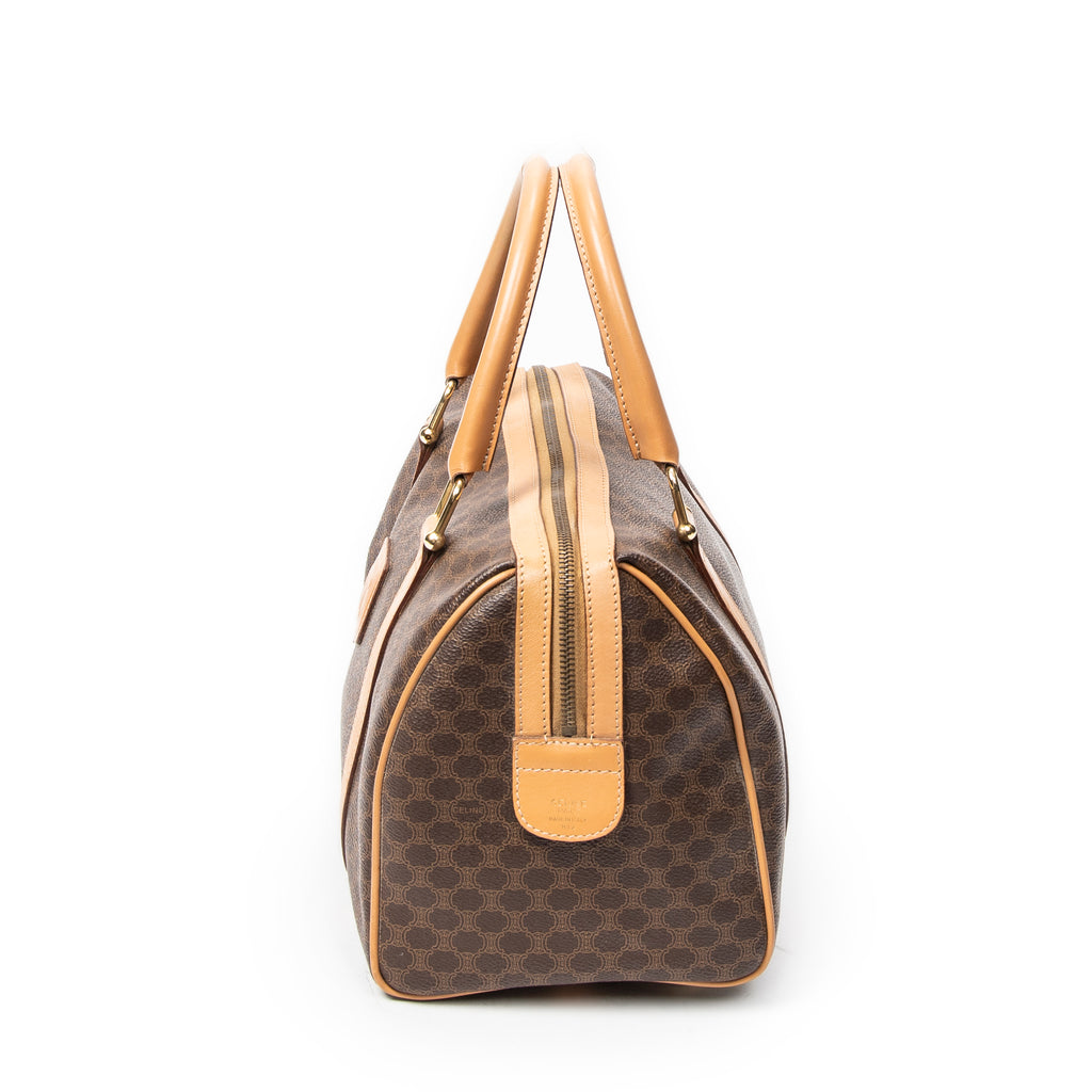 Handbag Vintage Small Boston Brown Macadam Coated Canvas