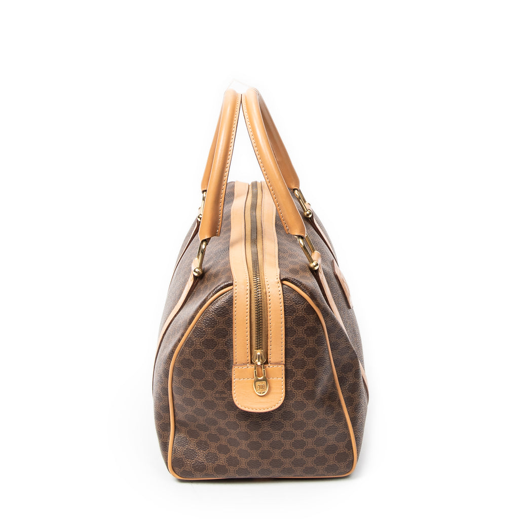 Handbag Vintage Small Boston Brown Macadam Coated Canvas