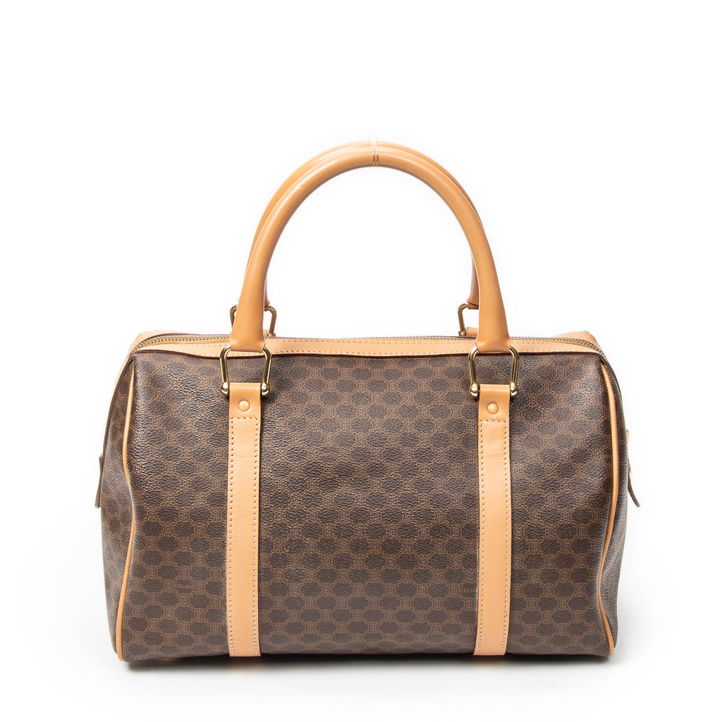 Handbag Vintage Small Boston Brown Macadam Coated Canvas