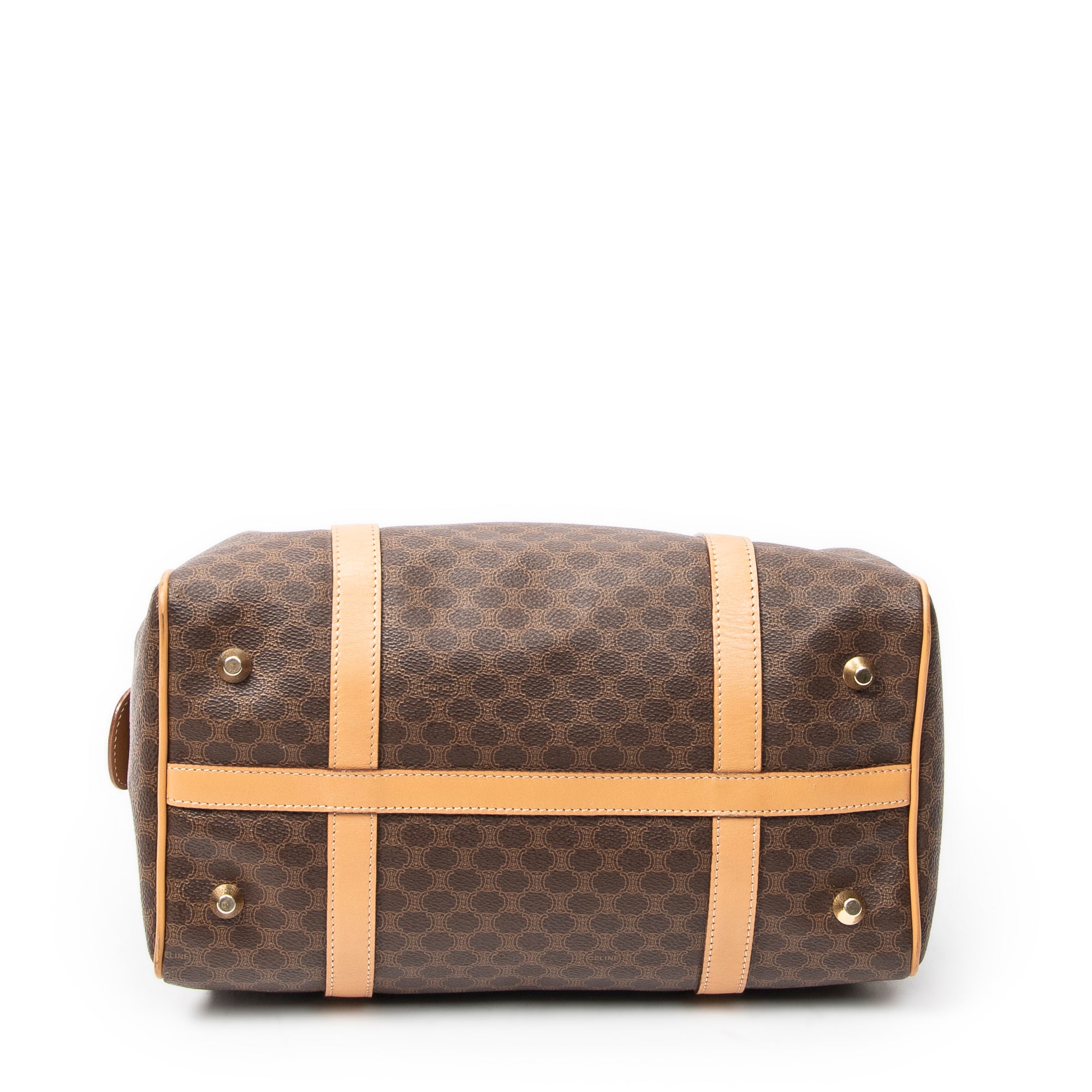 Handbag Vintage Small Boston Brown Macadam Coated Canvas