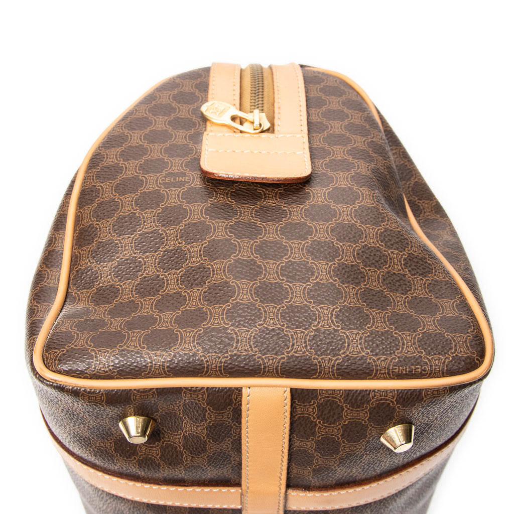 Handbag Vintage Small Boston Brown Macadam Coated Canvas