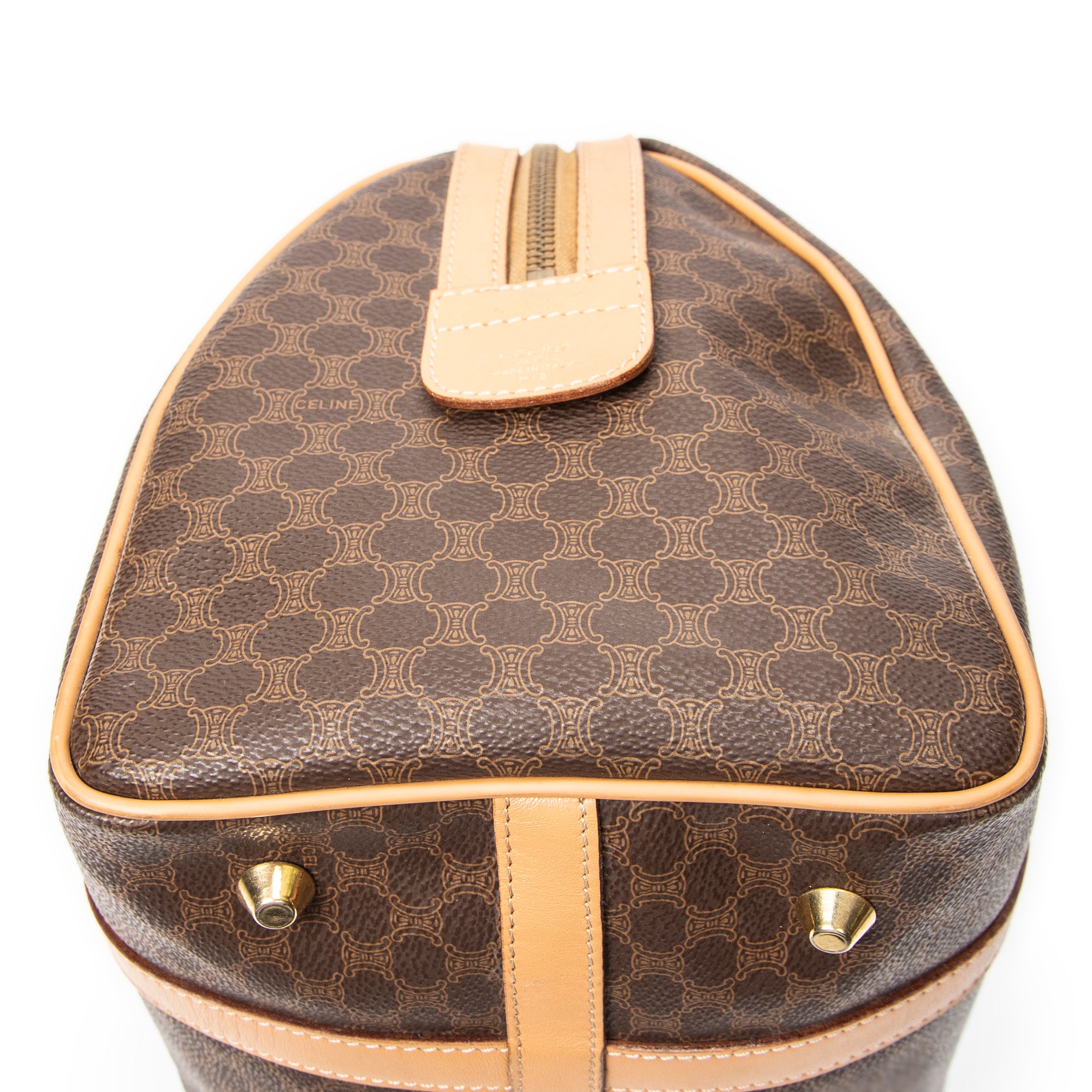 Handbag Vintage Small Boston Brown Macadam Coated Canvas