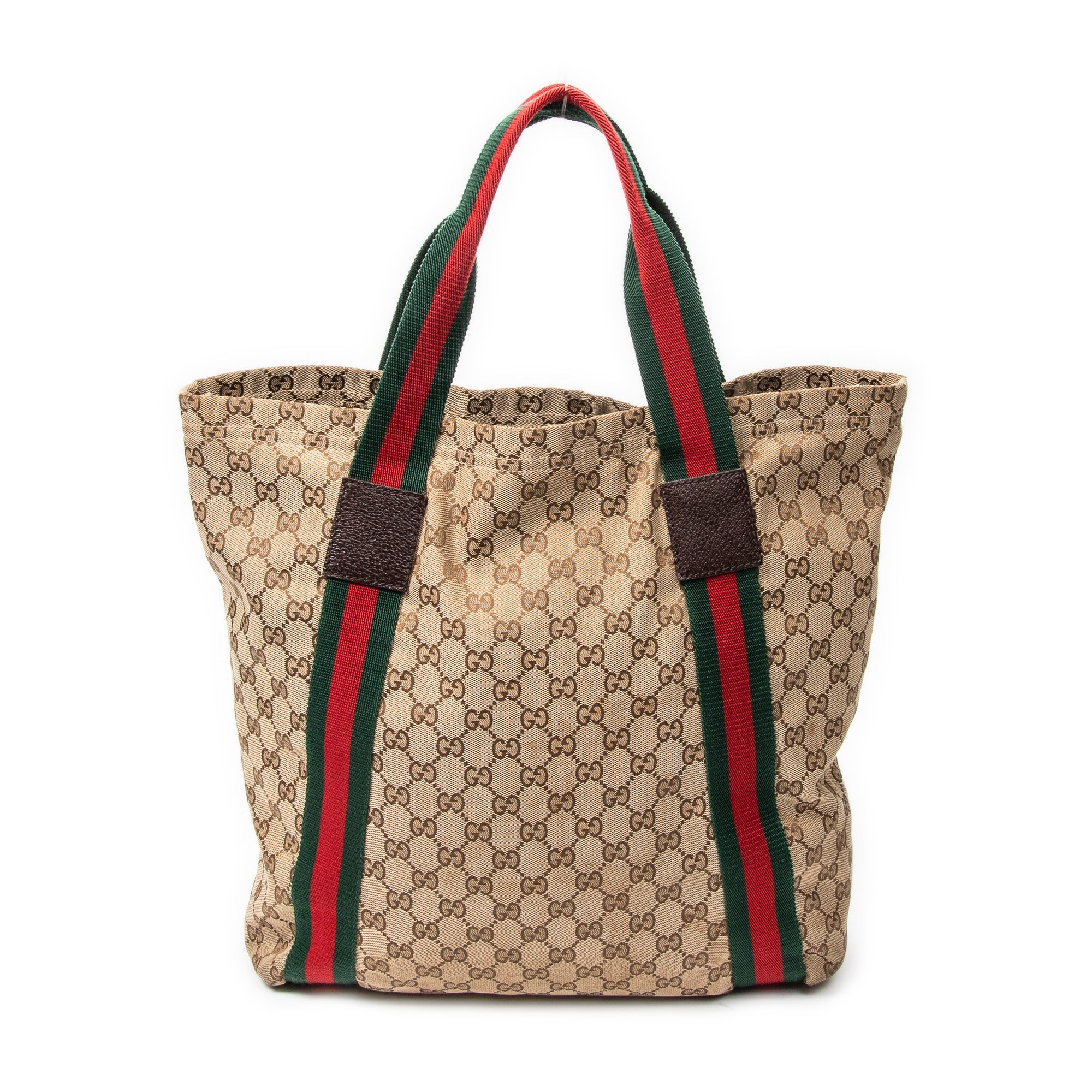 Shoulder Bag Web Open Shopper Beige Monogrammed Canvas