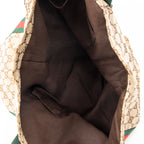 Shoulder Bag Web Open Shopper Beige Monogrammed Canvas