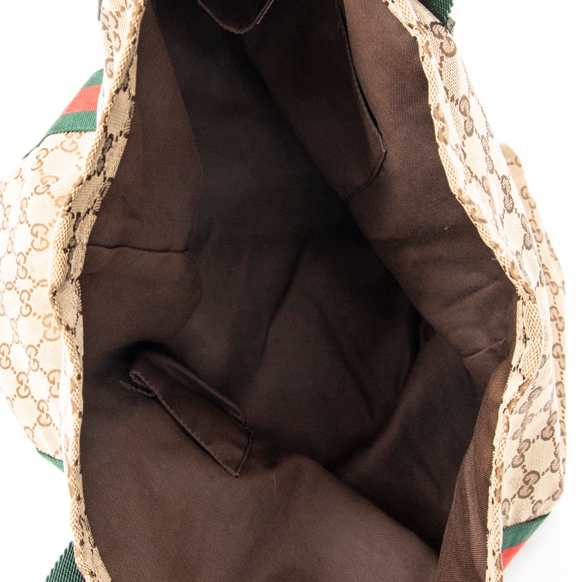 Shoulder Bag Web Open Shopper Beige Monogrammed Canvas