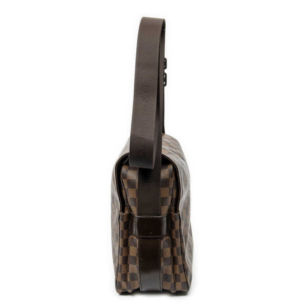 Bolso de hombro Naviglio Damier Ebene marrón