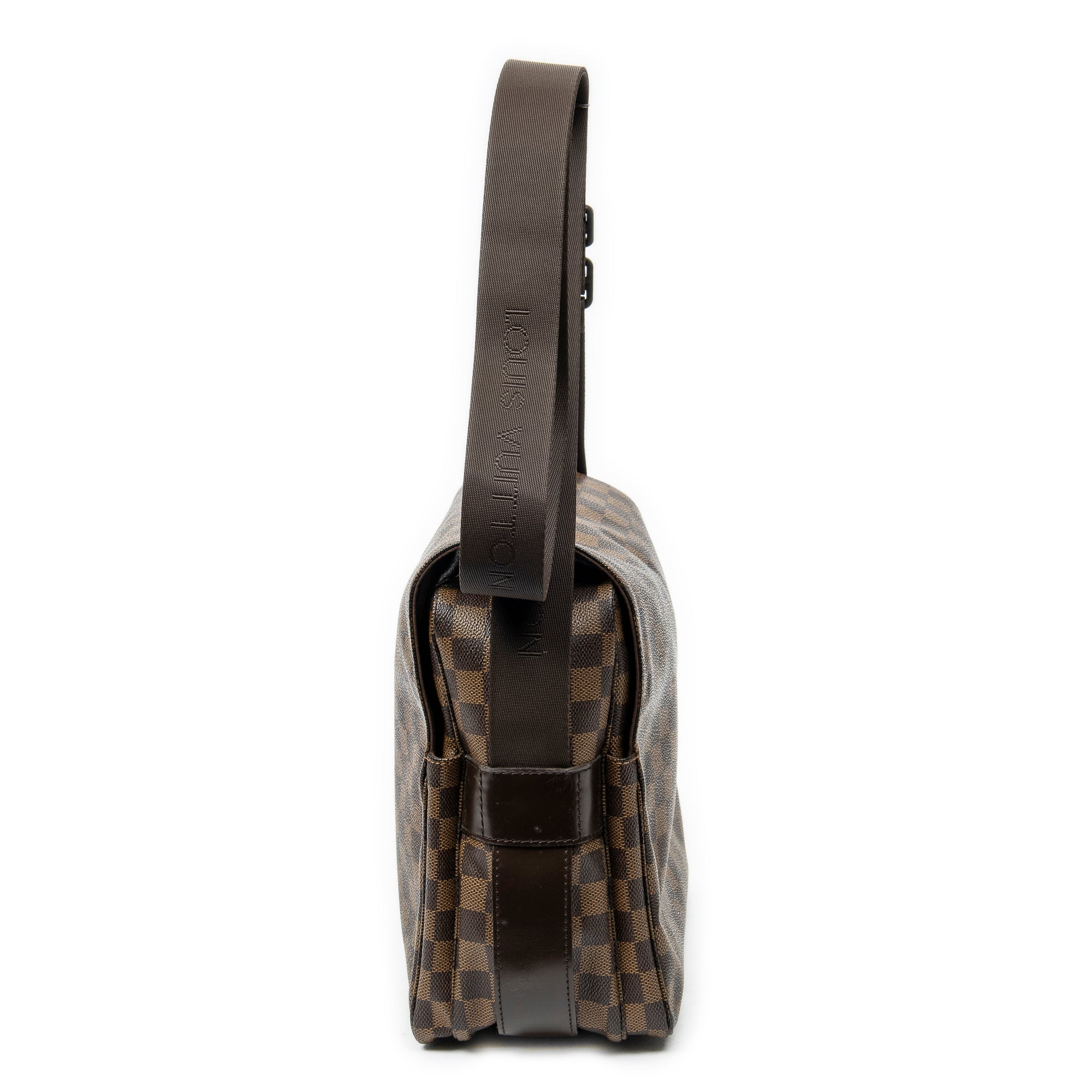 Bolso de hombro Naviglio Damier Ebene marrón