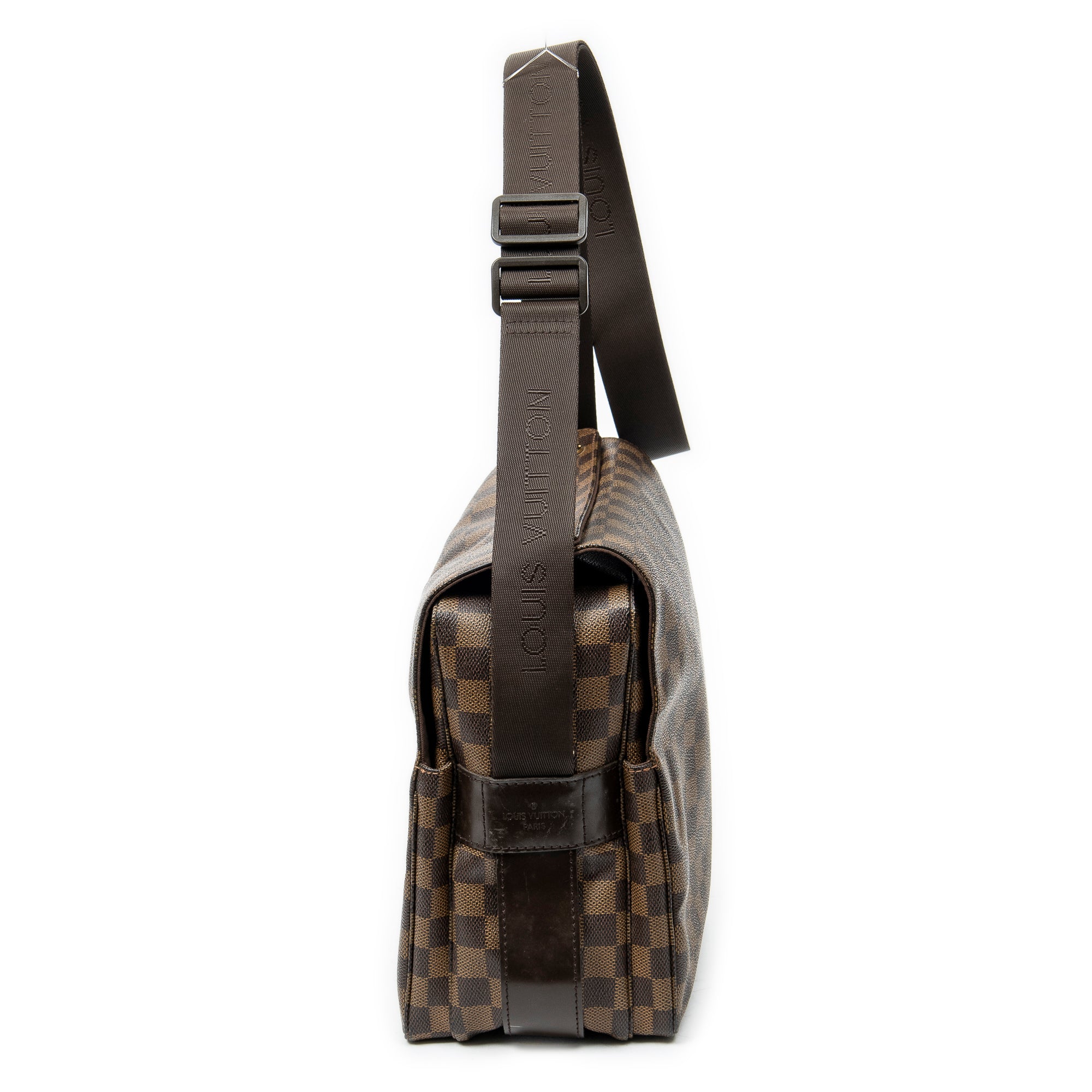Bolso de hombro Naviglio Damier Ebene marrón