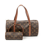 Handbag Papillon 30 Brown Monogram Canvas