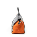 Shoulder Bag Small Tricolor Trapeze Black Calfskin Leather