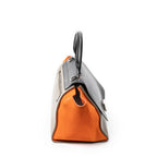 Shoulder Bag Small Tricolor Trapeze Black Calfskin Leather