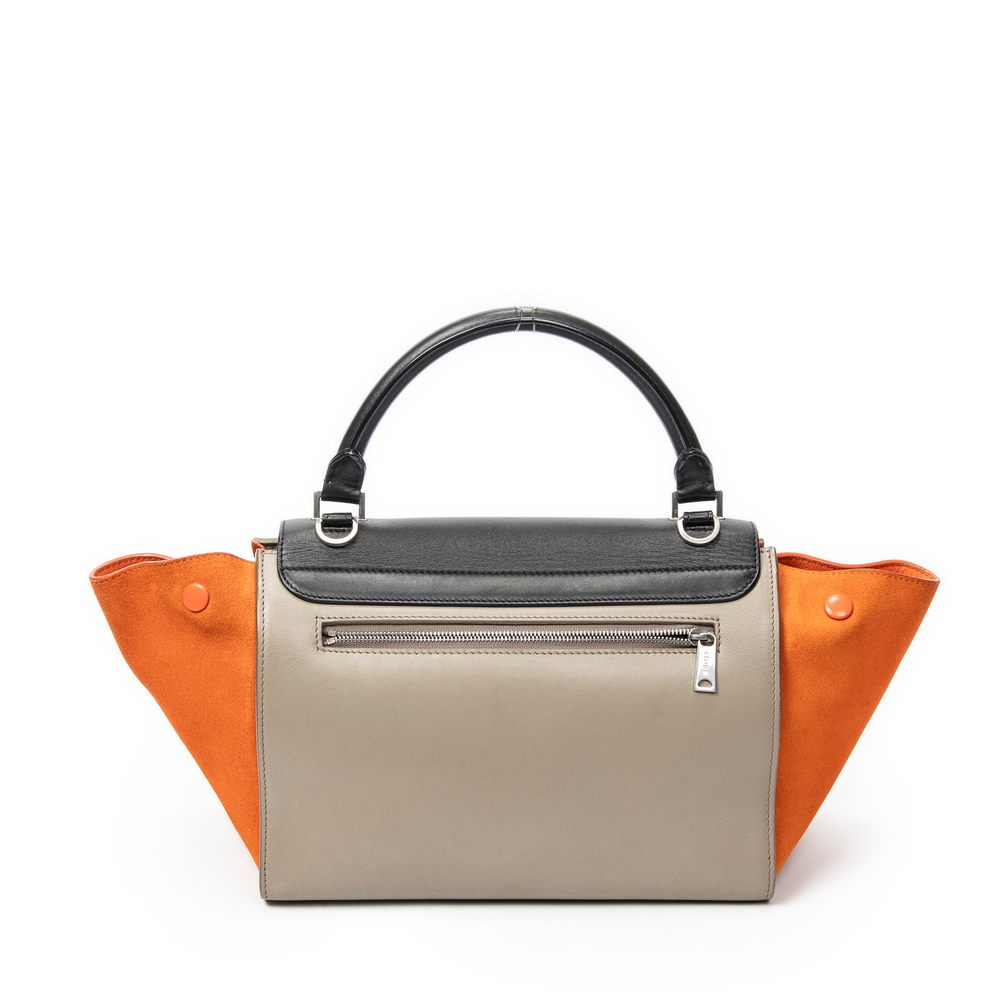 Shoulder Bag Small Tricolor Trapeze Black Calfskin Leather
