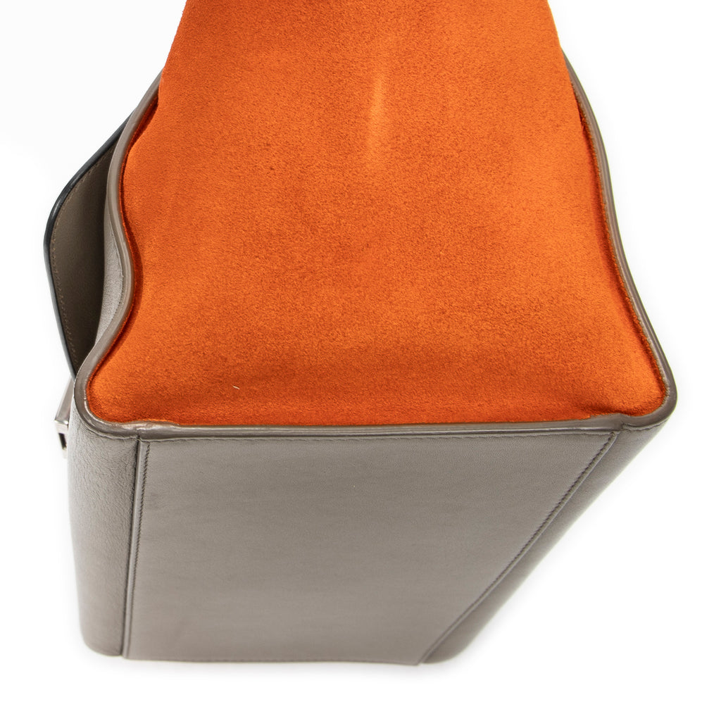 Shoulder Bag Small Tricolor Trapeze Black Calfskin Leather