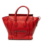 Handbag Mini Luggage Red Grained Calfskin Leather