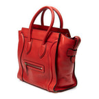 Handbag Mini Luggage Red Grained Calfskin Leather