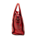 Handbag Mini Luggage Red Grained Calfskin Leather