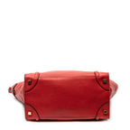 Handbag Mini Luggage Red Grained Calfskin Leather