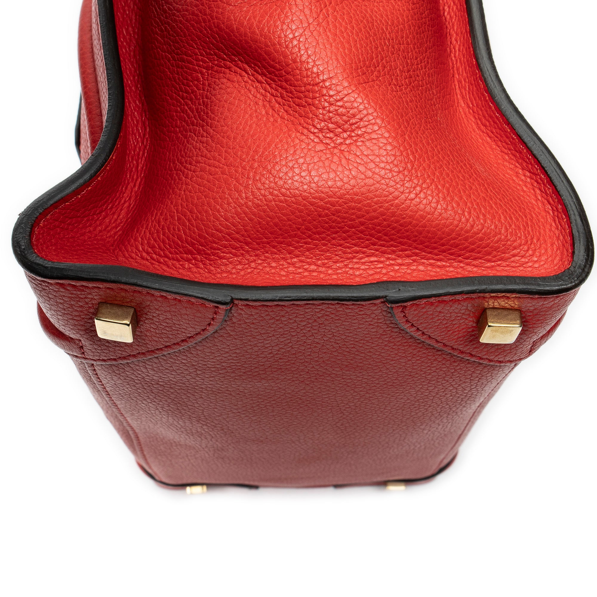 Handbag Mini Luggage Red Grained Calfskin Leather