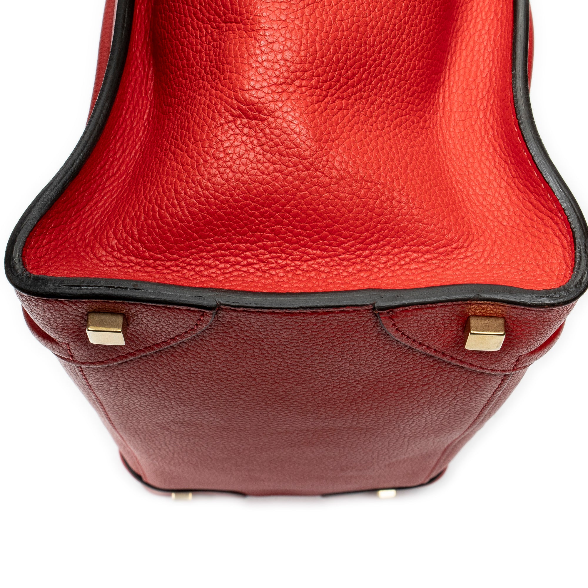 Handbag Mini Luggage Red Grained Calfskin Leather