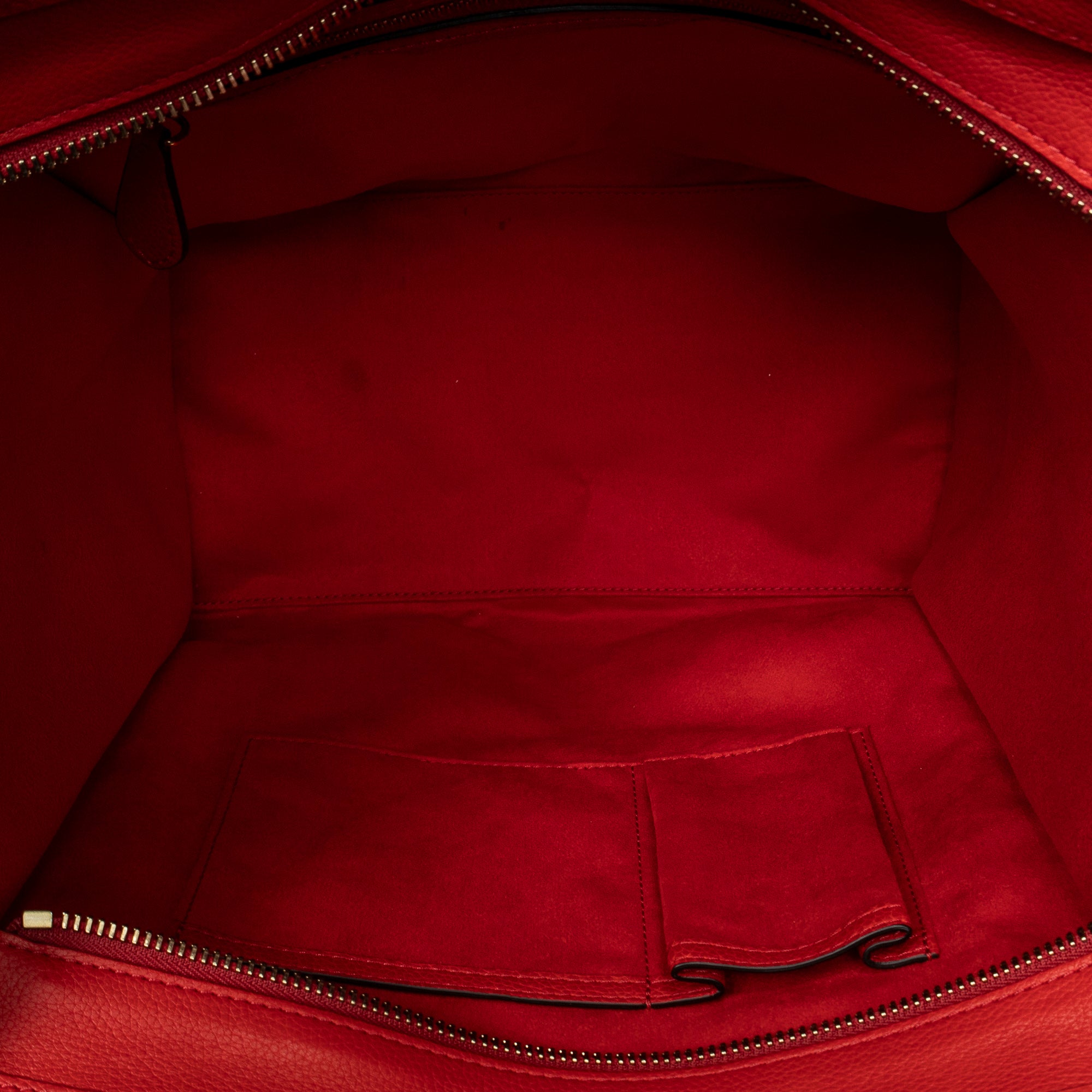 Handbag Mini Luggage Red Grained Calfskin Leather