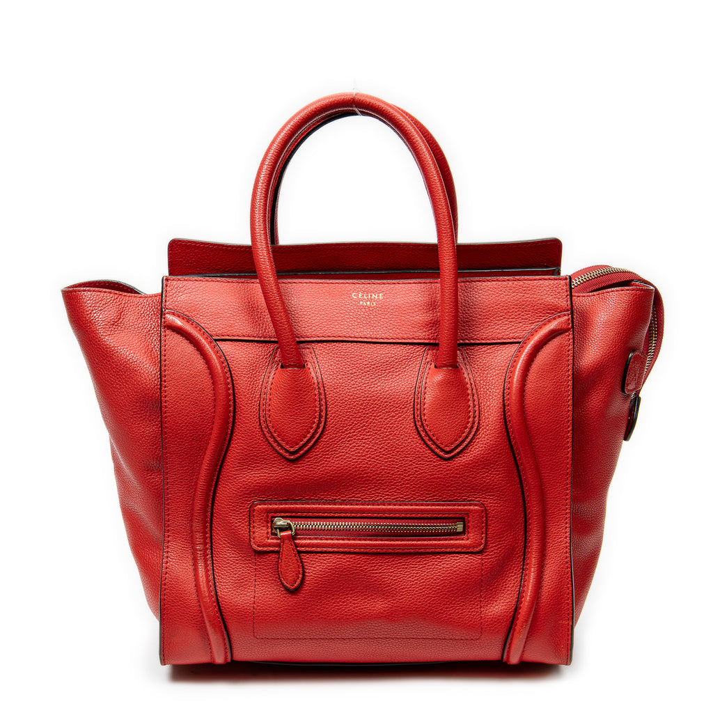 Handbag Mini Luggage Red Grained Leather
