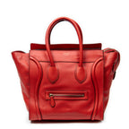 Handbag Mini Luggage Red Grained Leather