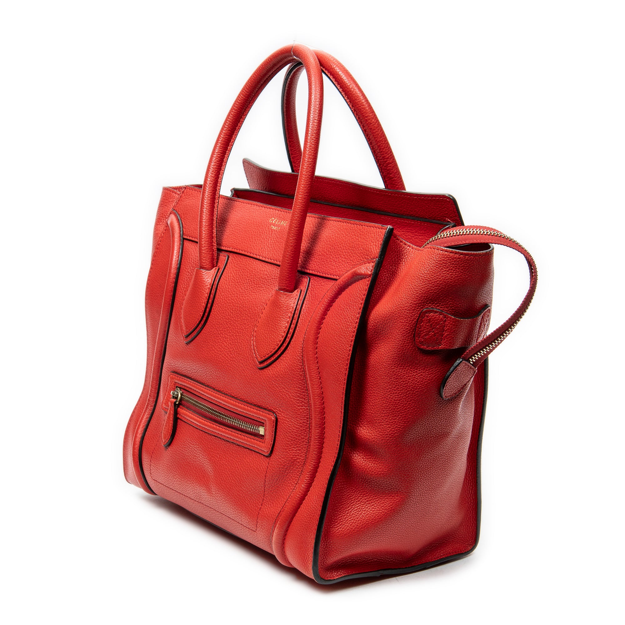 Handbag Mini Luggage Red Grained Leather